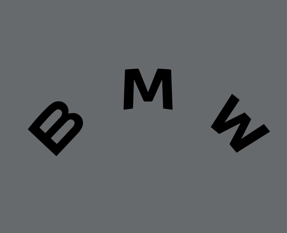 BMW marca logo auto simbolo nome nero design Germania automobile vettore illustrazione con grigio sfondo