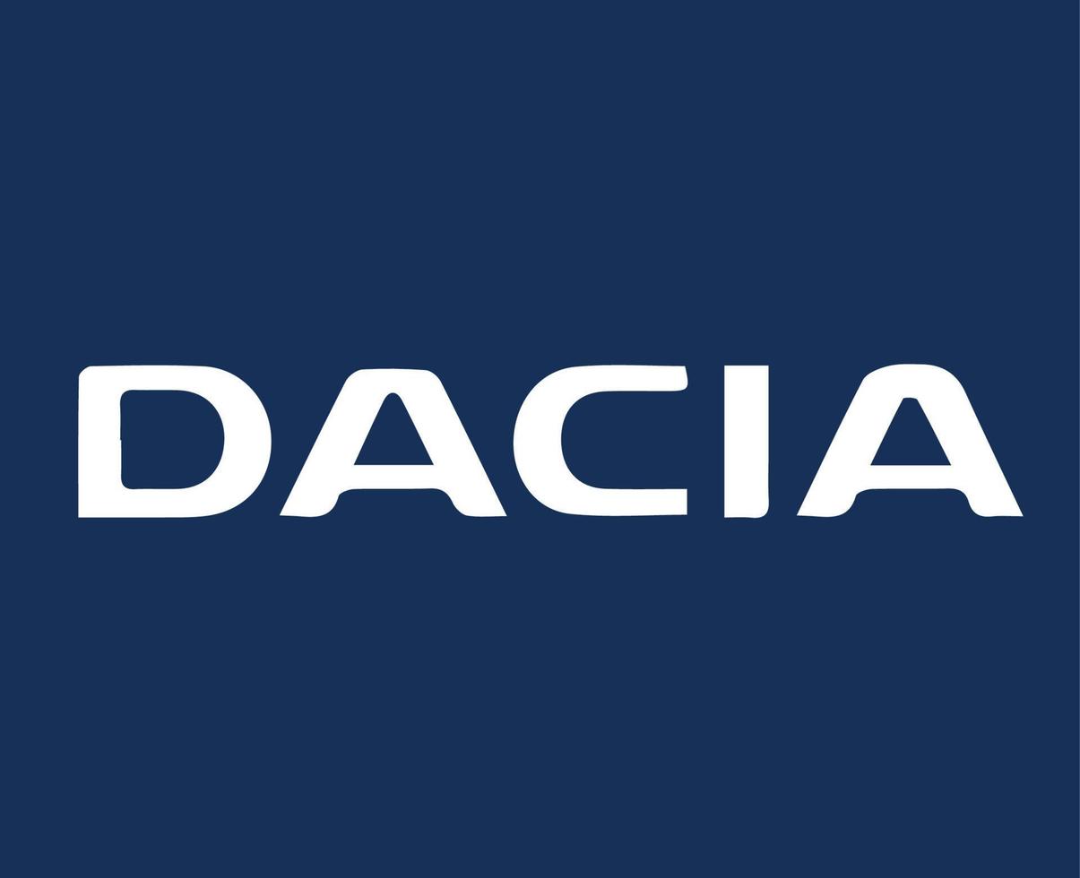 dacia marca logo auto simbolo nome bianca design rumeno automobile vettore illustrazione con blu sfondo