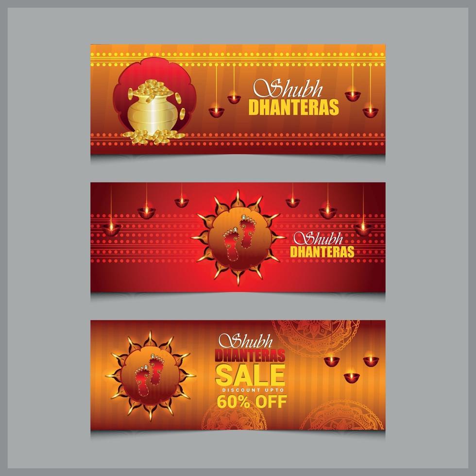 set di modelli di banner shubh dhanteras vettore