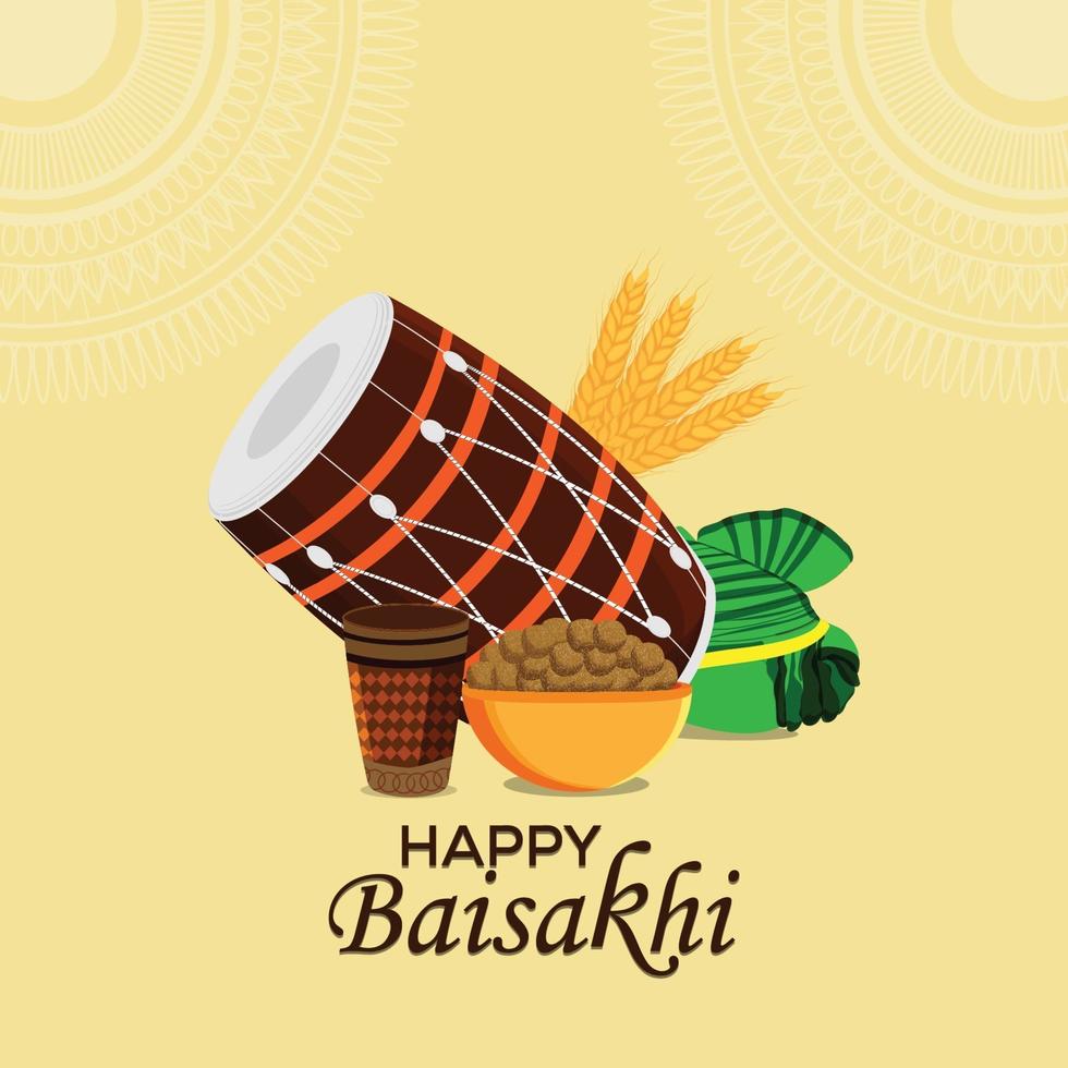 llustration della cartolina d'auguri di celebrazione di baisakhi festival punjabi vettore