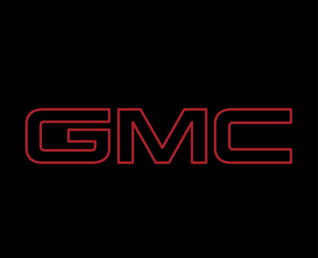 gmc marca logo auto simbolo nome rosso design Stati Uniti d'America automobile vettore illustrazione con nero sfondo