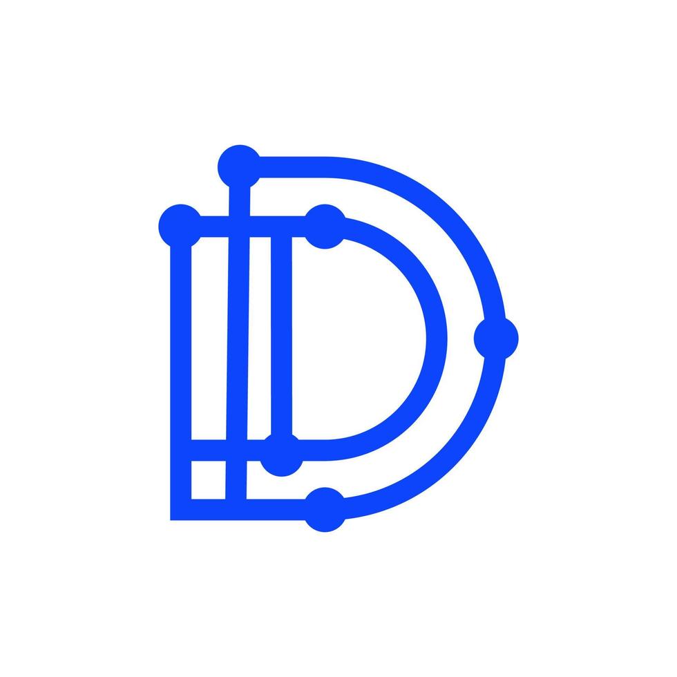 lettera d monogramma Tech linea creativo logo vettore