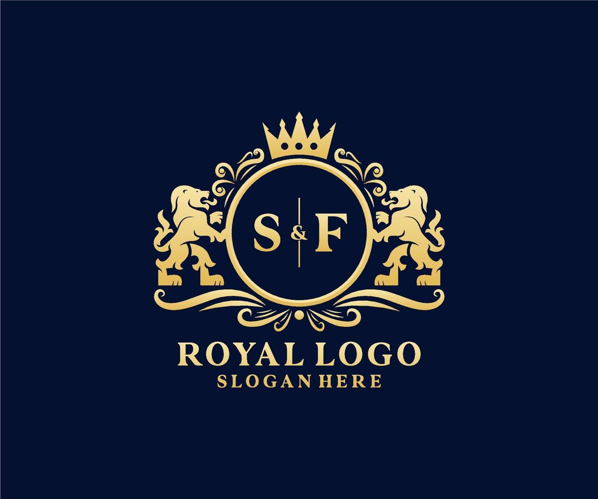 iniziale sf lettera Leone reale lusso logo modello nel vettore arte per ristorante, regalità, boutique, bar, Hotel, araldico, gioielleria, moda e altro vettore illustrazione.