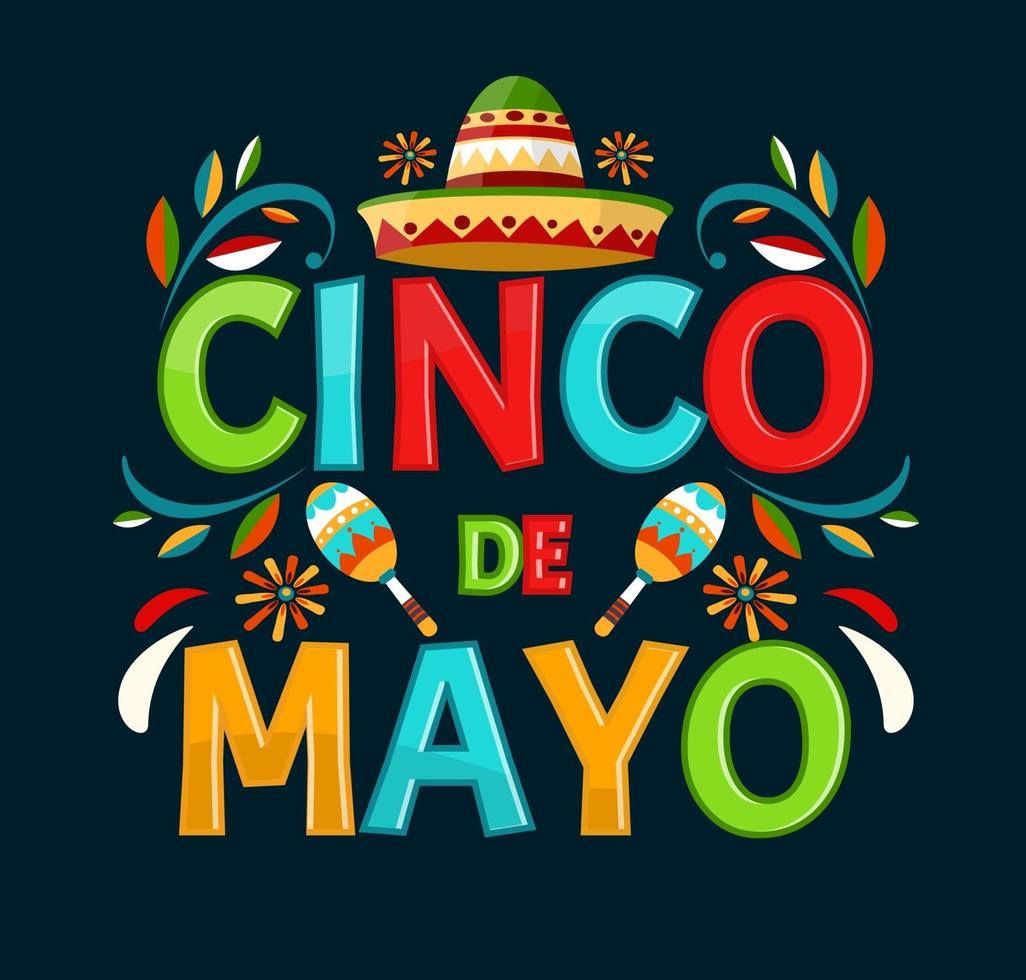 cinco de mayo. 5 maggio, vacanza in Messico. poster con decorazioni messicane. stile cartone animato. banner vettoriale. vettore