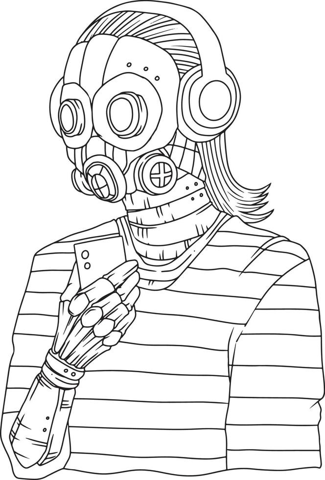un originale personaggio di un' umano indossare un' maschera e Tenere Telefono con parole 'perfetto pretendente'. adatto per colorazione prenotare, colorazione pagine, maglietta disegno, abbigliamento, eccetera vettore