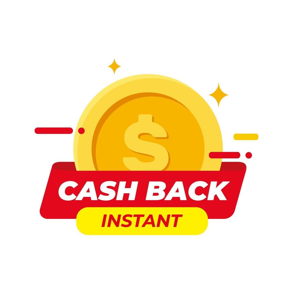 concetto di programma fedeltà cashback. carta di credito o di debito con monete restituite sul conto bancario. rimborso del servizio di denaro design. bonus cash back simbolo illustrazione vettoriale