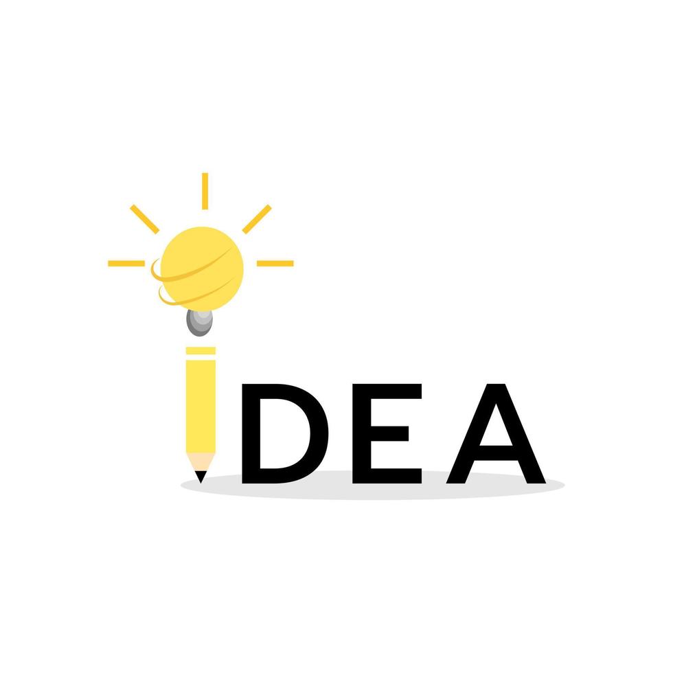 penna e leggero lampadina idea tipografia logo. vettore