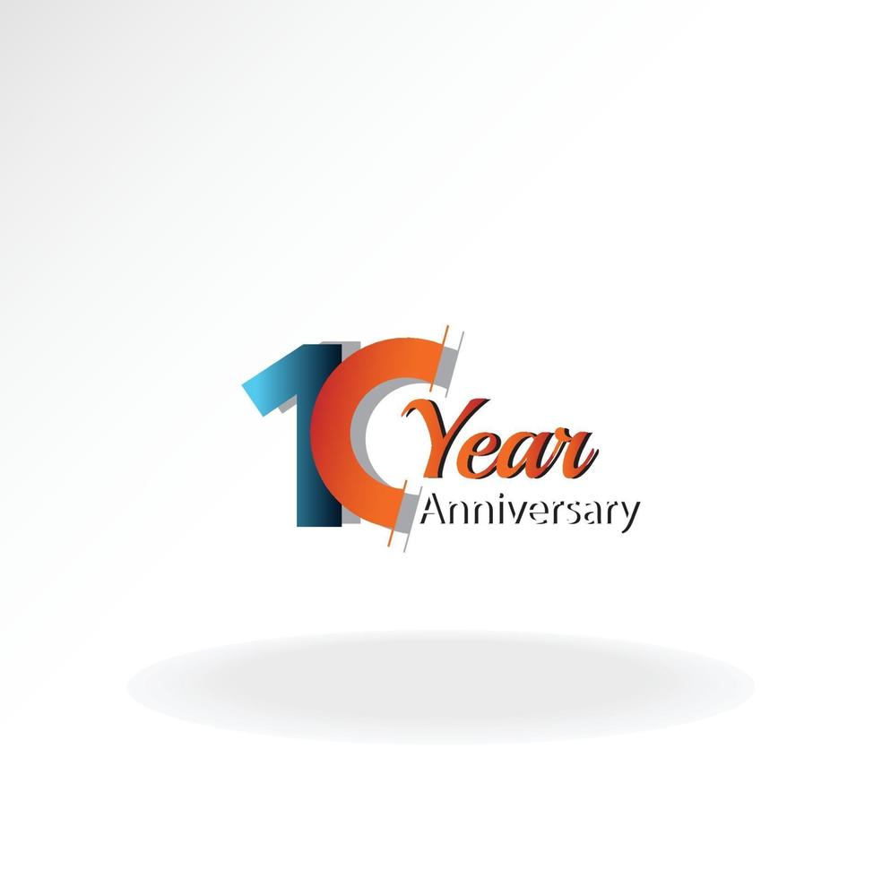 10 anni di anniversario logo modello vettoriale illustrazione design blu verde e bianco