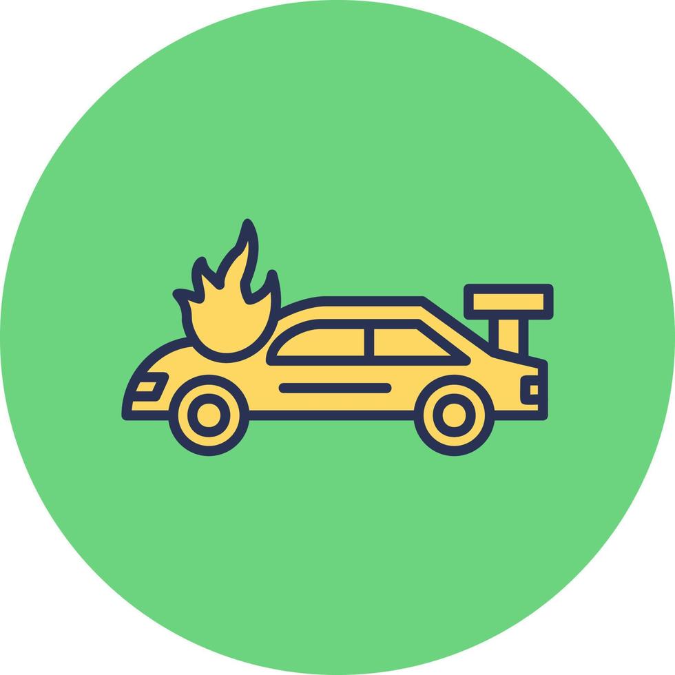 incidente auto nel fuoco vettore icona