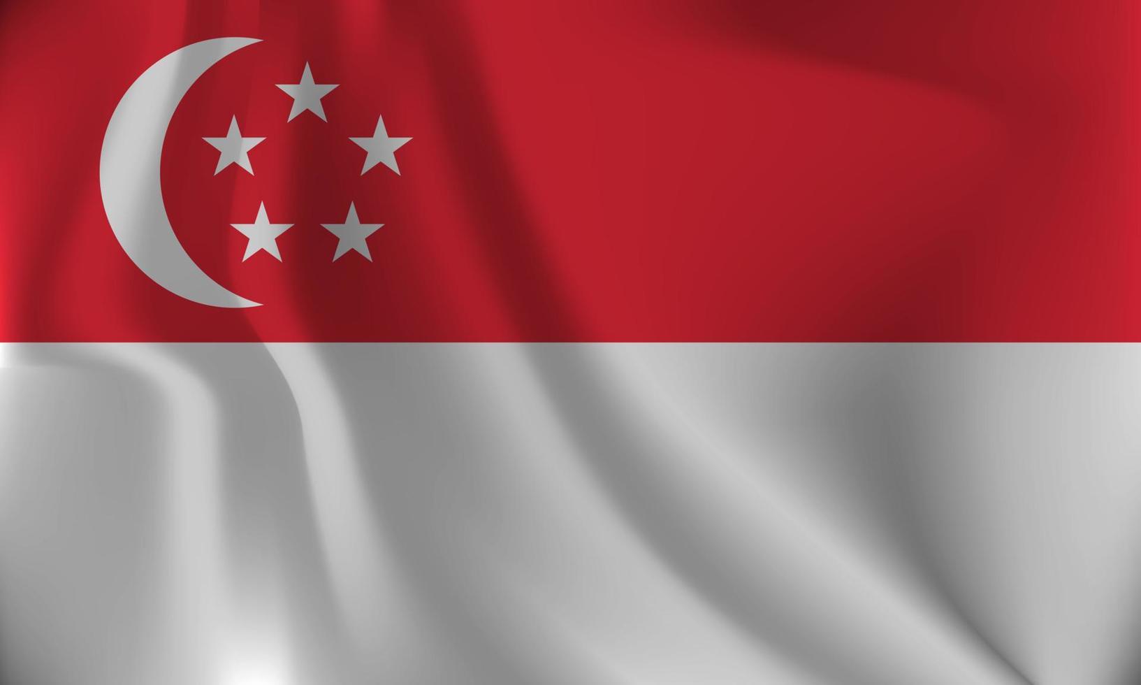 bandiera di Singapore, con un' ondulato effetto dovuto per il vento. vettore