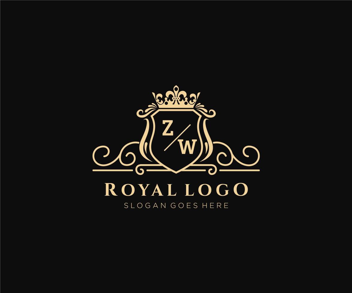 iniziale Z W lettera lussuoso marca logo modello, per ristorante, regalità, boutique, bar, Hotel, araldico, gioielleria, moda e altro vettore illustrazione.