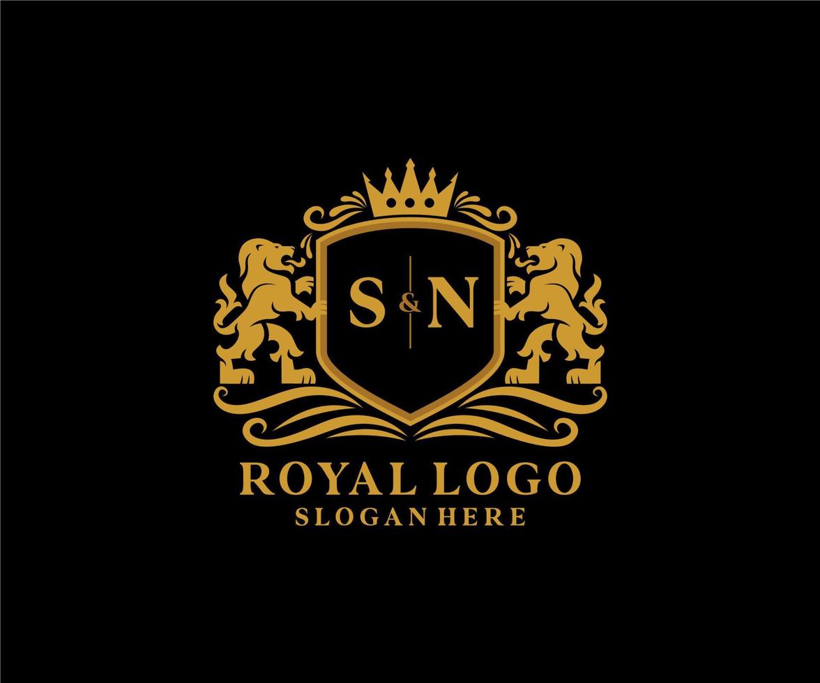 iniziale sn lettera Leone reale lusso logo modello nel vettore arte per ristorante, regalità, boutique, bar, Hotel, araldico, gioielleria, moda e altro vettore illustrazione.