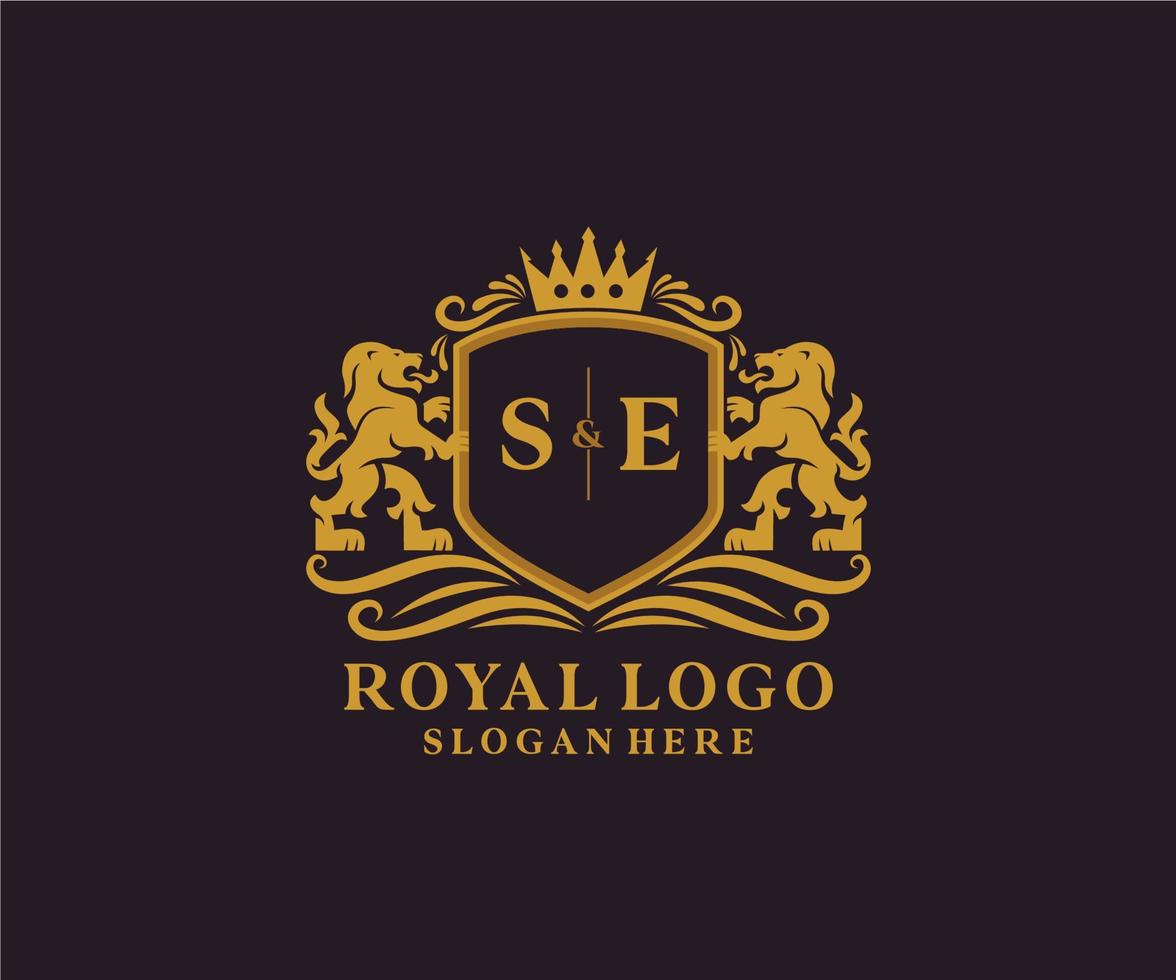 iniziale SE lettera Leone reale lusso logo modello nel vettore arte per ristorante, regalità, boutique, bar, Hotel, araldico, gioielleria, moda e altro vettore illustrazione.