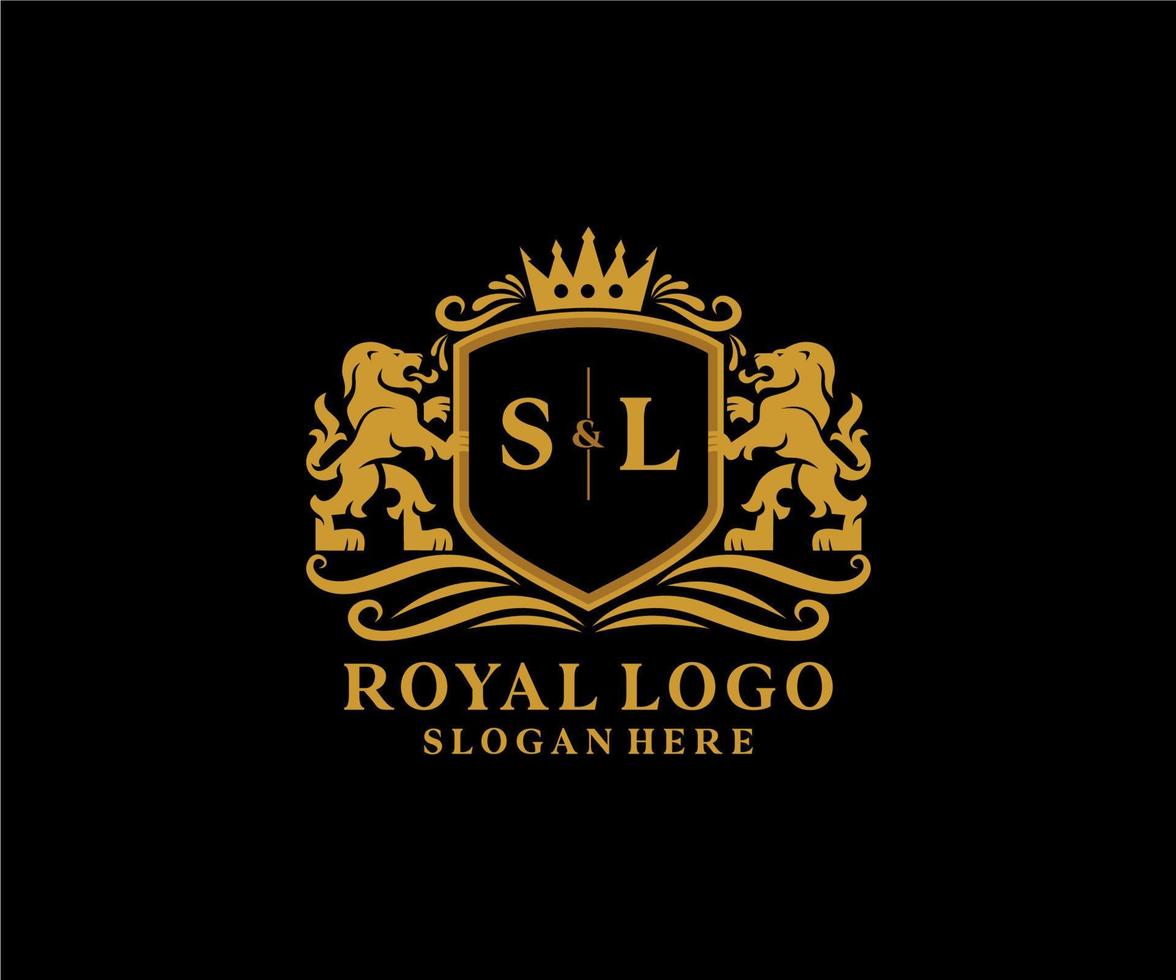 iniziale sl lettera Leone reale lusso logo modello nel vettore arte per ristorante, regalità, boutique, bar, Hotel, araldico, gioielleria, moda e altro vettore illustrazione.