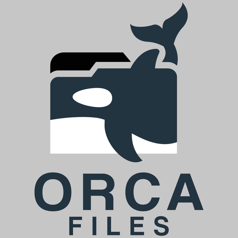 moderno semplice minimalista orca cartella Conservazione file portafortuna logo design vettore con moderno illustrazione concetto stile per distintivo, emblema e maglietta stampa. moderno orca logo cartone animato illustrazione.