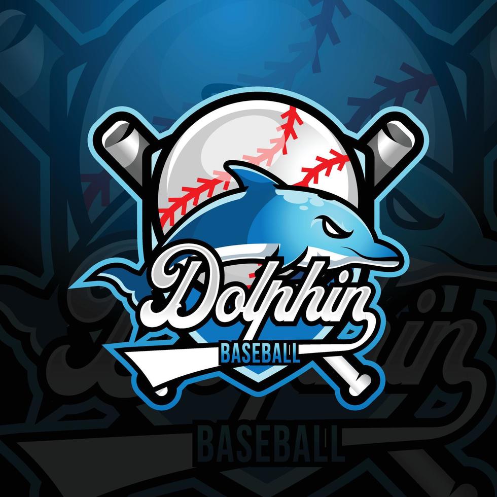 delfino portafortuna baseball squadra logo design vettore con moderno illustrazione concetto stile per distintivo, emblema e maglietta stampa. moderno delfino scudo logo illustrazione per sport, giocatore, stella filante