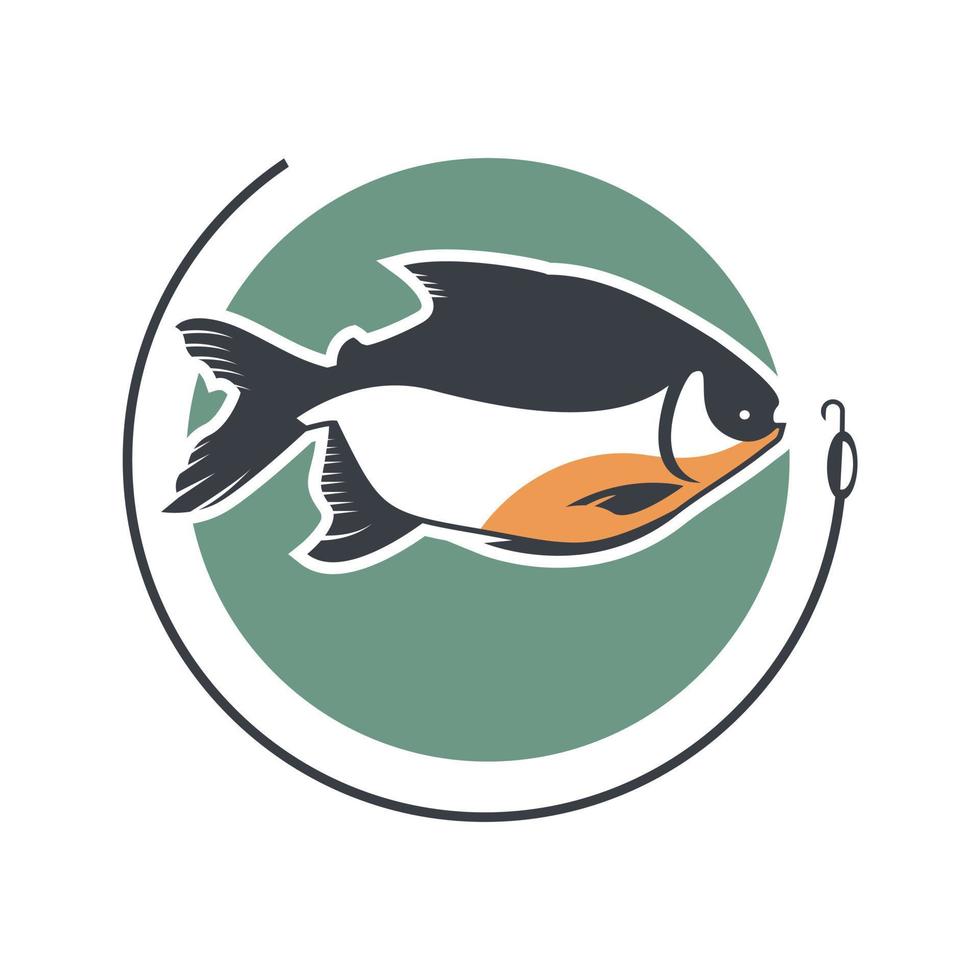 illustrazione vettore di pomfret pesce con piatto design stile bene per ristorante o pesca club logo design modello