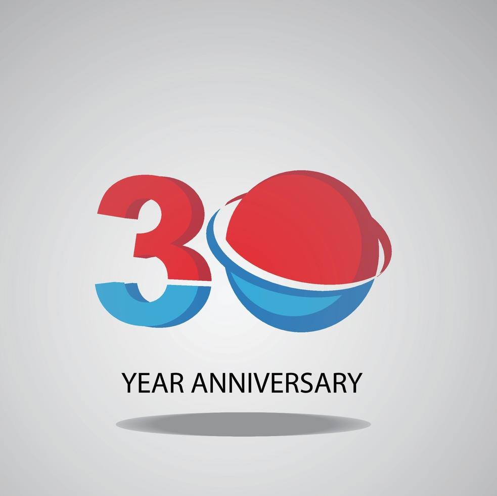 Illustrazione di progettazione del modello di vettore di logo di anniversario di 30 anni