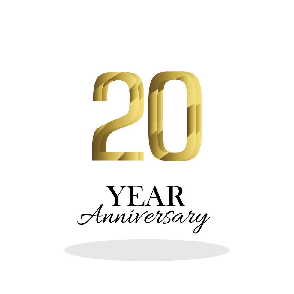 20 anni di anniversario logo vettoriale modello design illustrazione oro e bianco