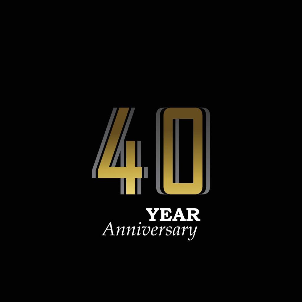 40 anni di anniversario logo modello vettoriale illustrazione design oro e nero