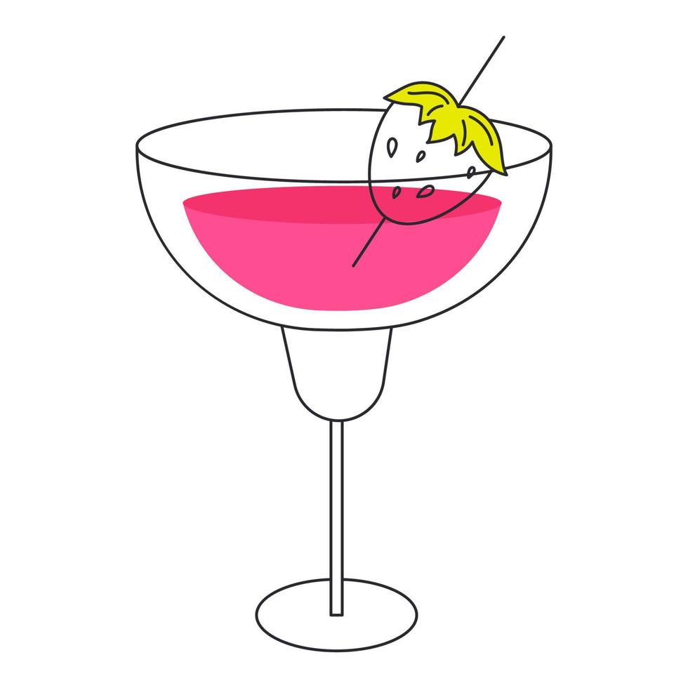 Mojito cocktail. fragola Mojito nel un' bicchiere. piatto illustrazione su un' bianca sfondo vettore