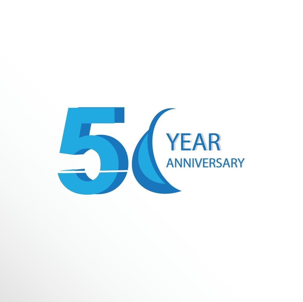 Illustrazione di progettazione del modello di vettore di logo di anniversario di 50 anni blu e bianco