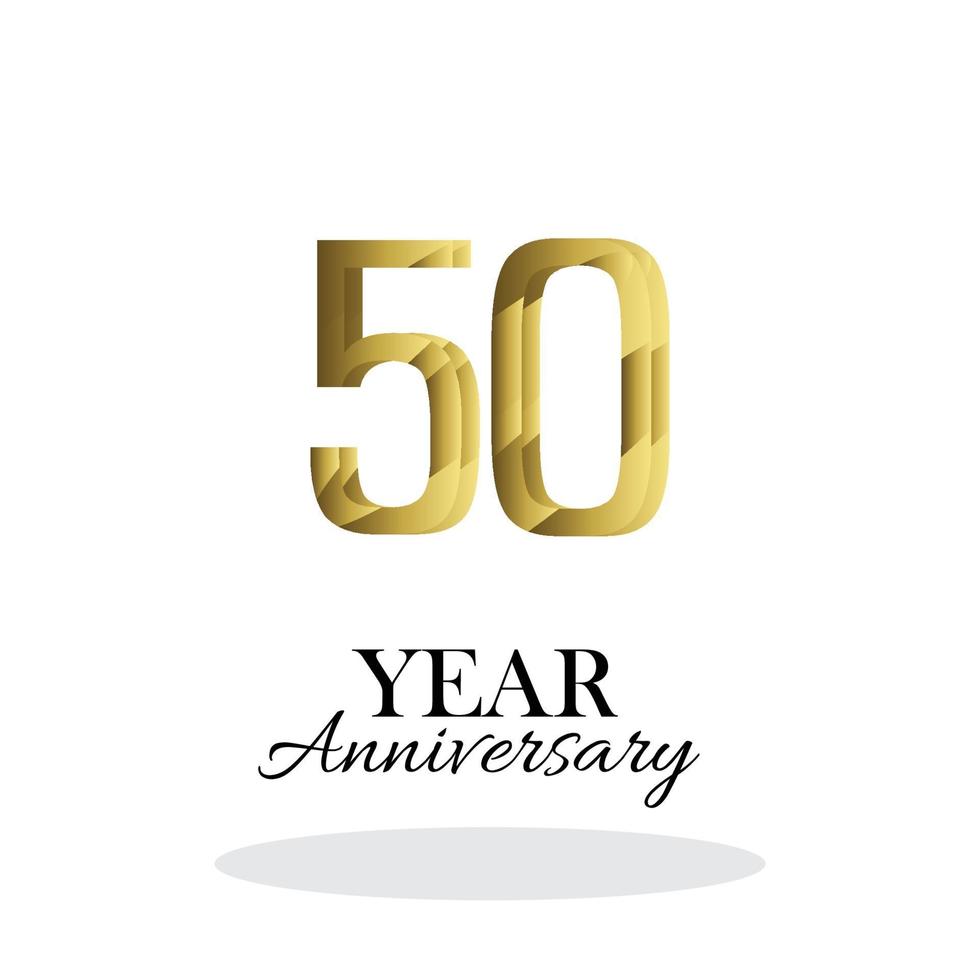 50 anni di anniversario logo modello vettoriale illustrazione design oro e bianco