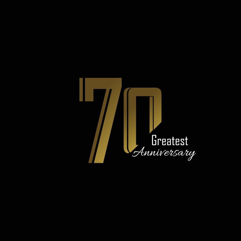 70 anni anniversario logo vettoriale modello design illustrazione oro e nero