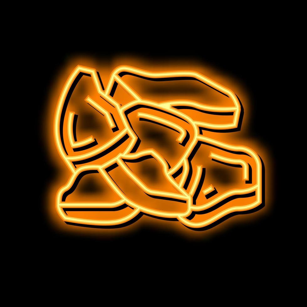 pezzi Noce di cocco neon splendore icona illustrazione vettore