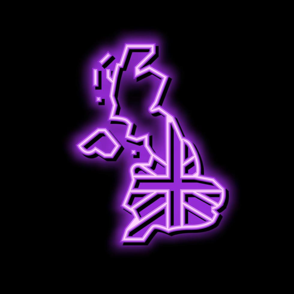 UK unito regno nazione carta geografica bandiera neon splendore icona illustrazione vettore