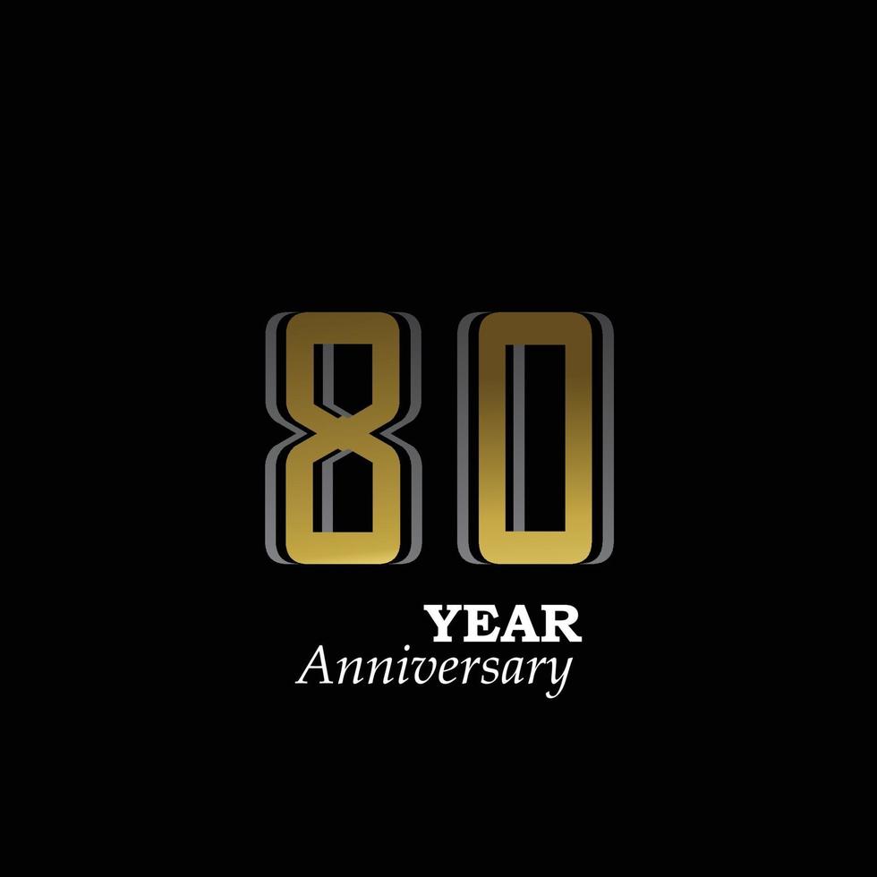 80 anni anniversario logo vettoriale modello design illustrazione oro e nero