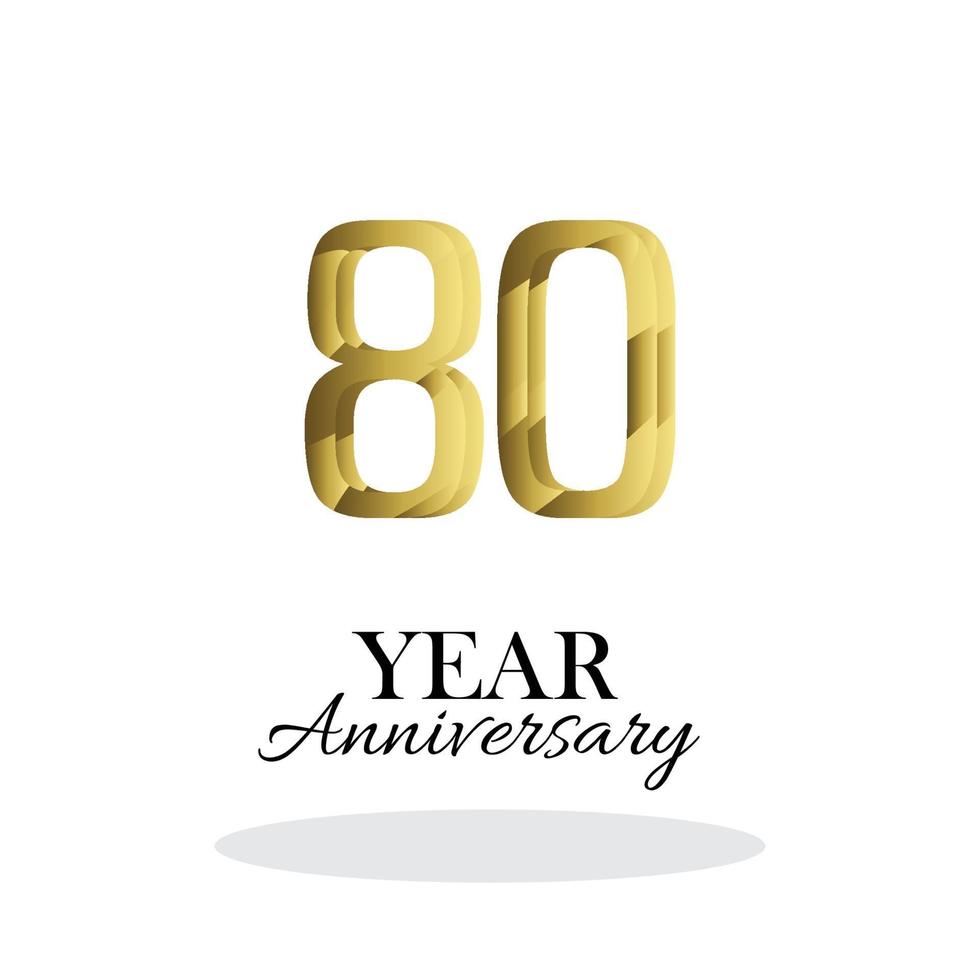 80 anni anniversario logo vettoriale modello design illustrazione oro e bianco