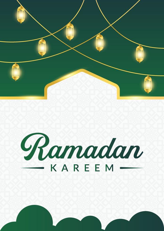 bandiera del ramadan kareem. modello grafico di festa islamica del ramadan con ornamento d'oro e luce vettore