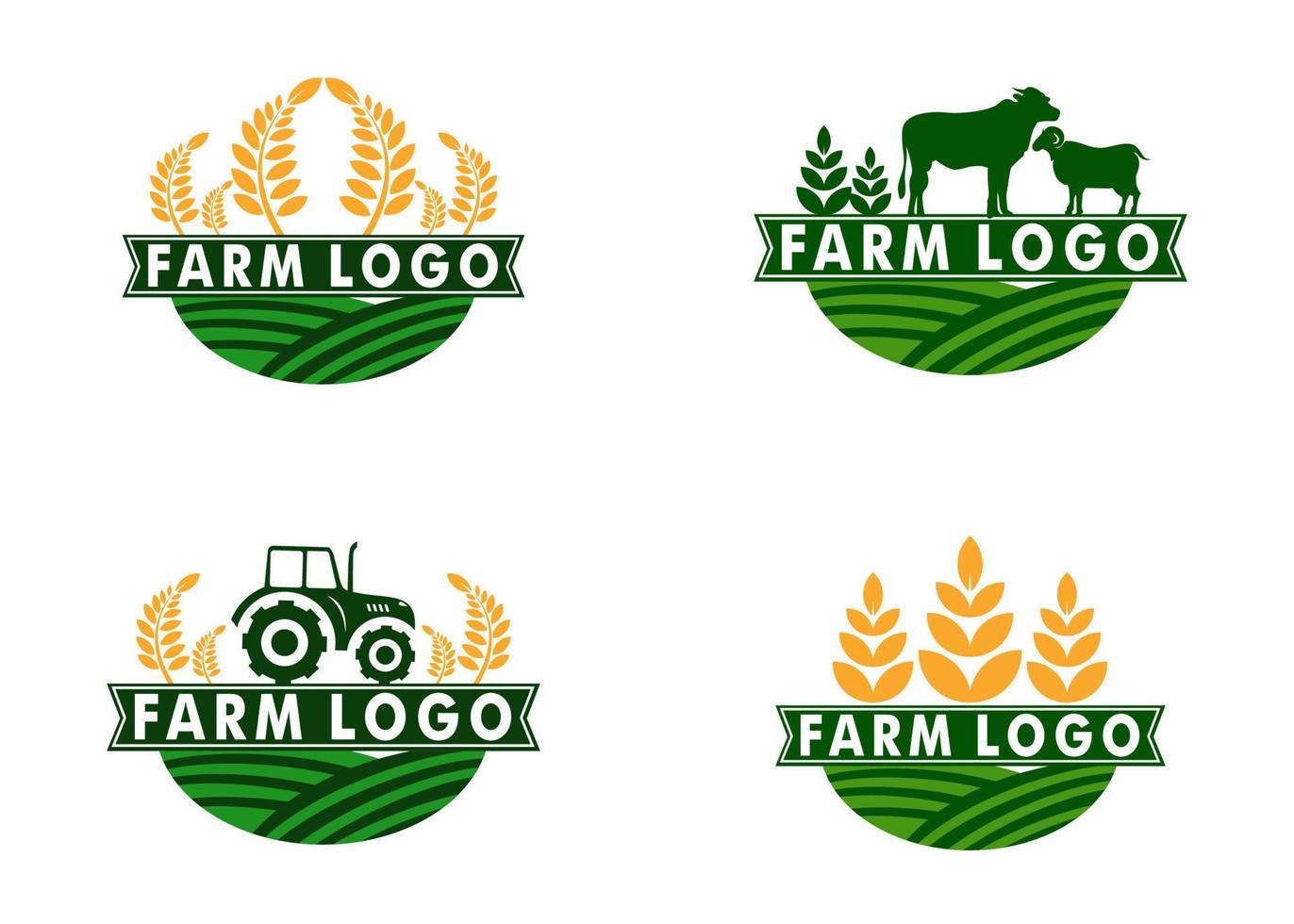 impostato di piatto azienda agricola logo vettore, bestiame logo icona design vettore