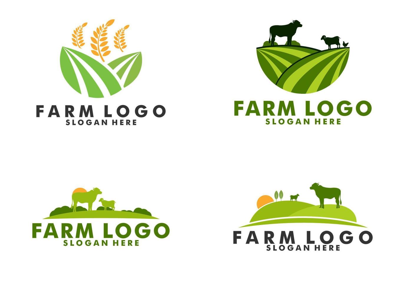 impostato di azienda agricola logo vettore, bestiame logo icona design vettore