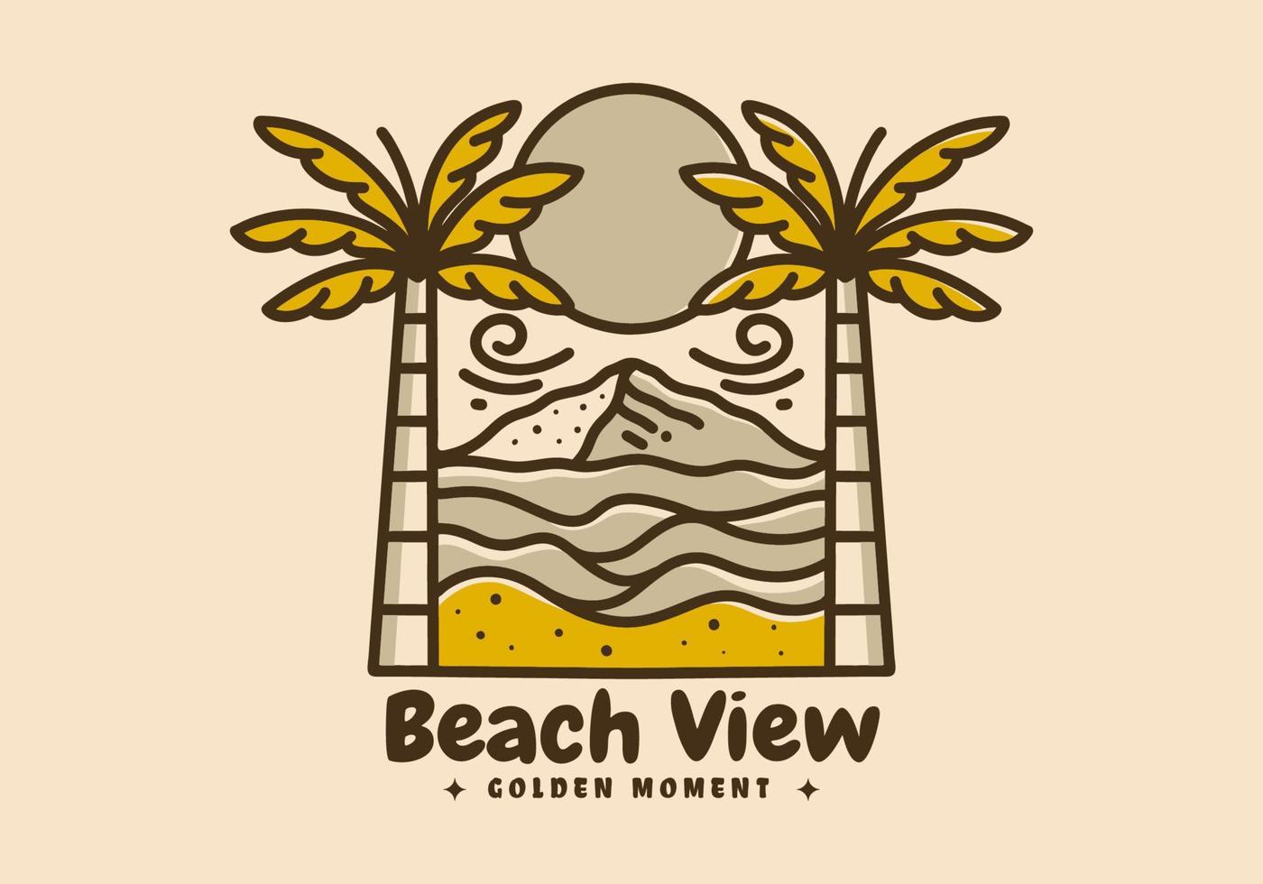 spiaggia Visualizza illustrazione linea arte design nel Vintage ▾ colore vettore