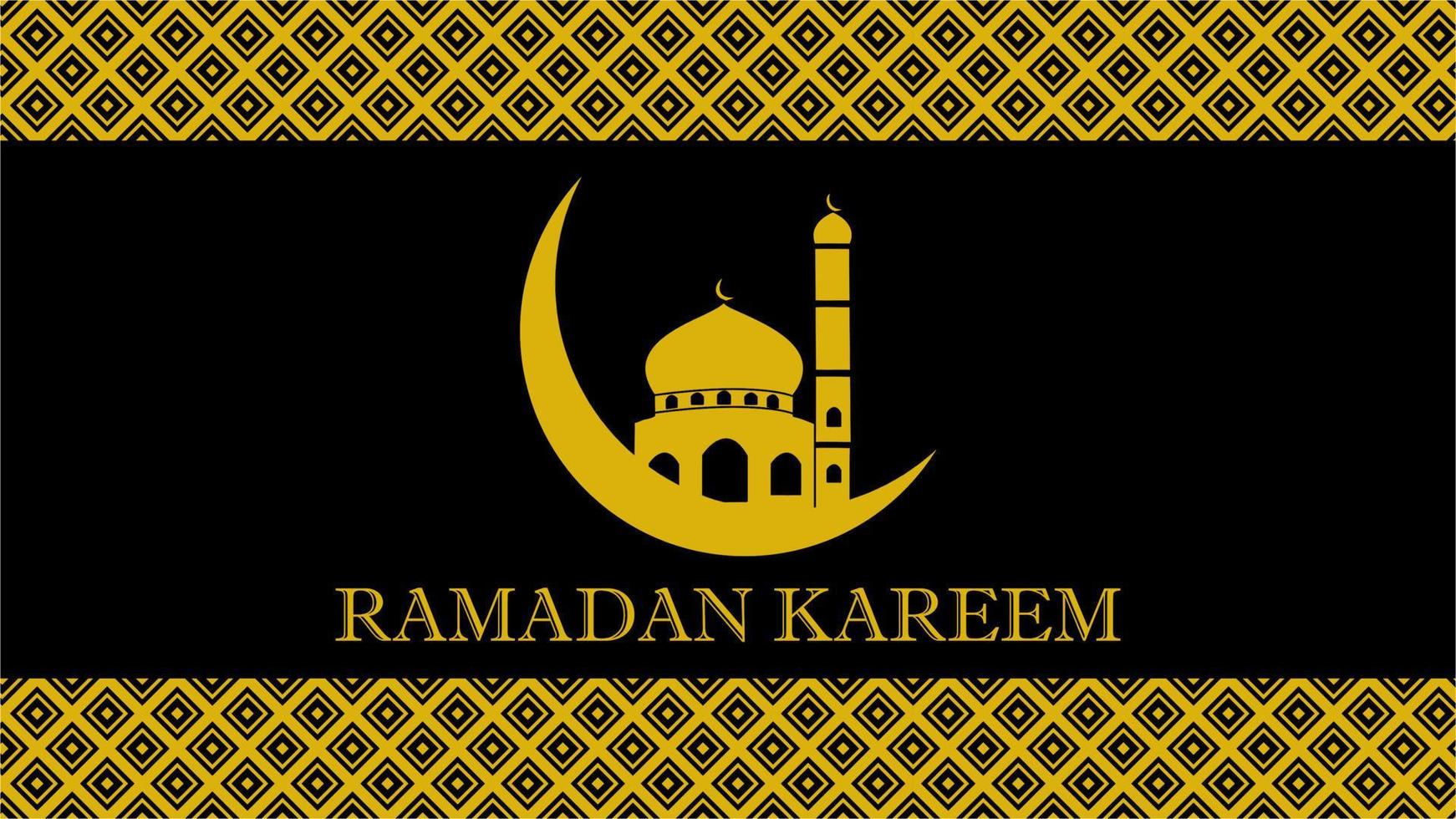 Ramadan kareem sfondo con moschea icona giallo nero vettore illustrazione. Islam santo mese Ramadan kareem sfondo