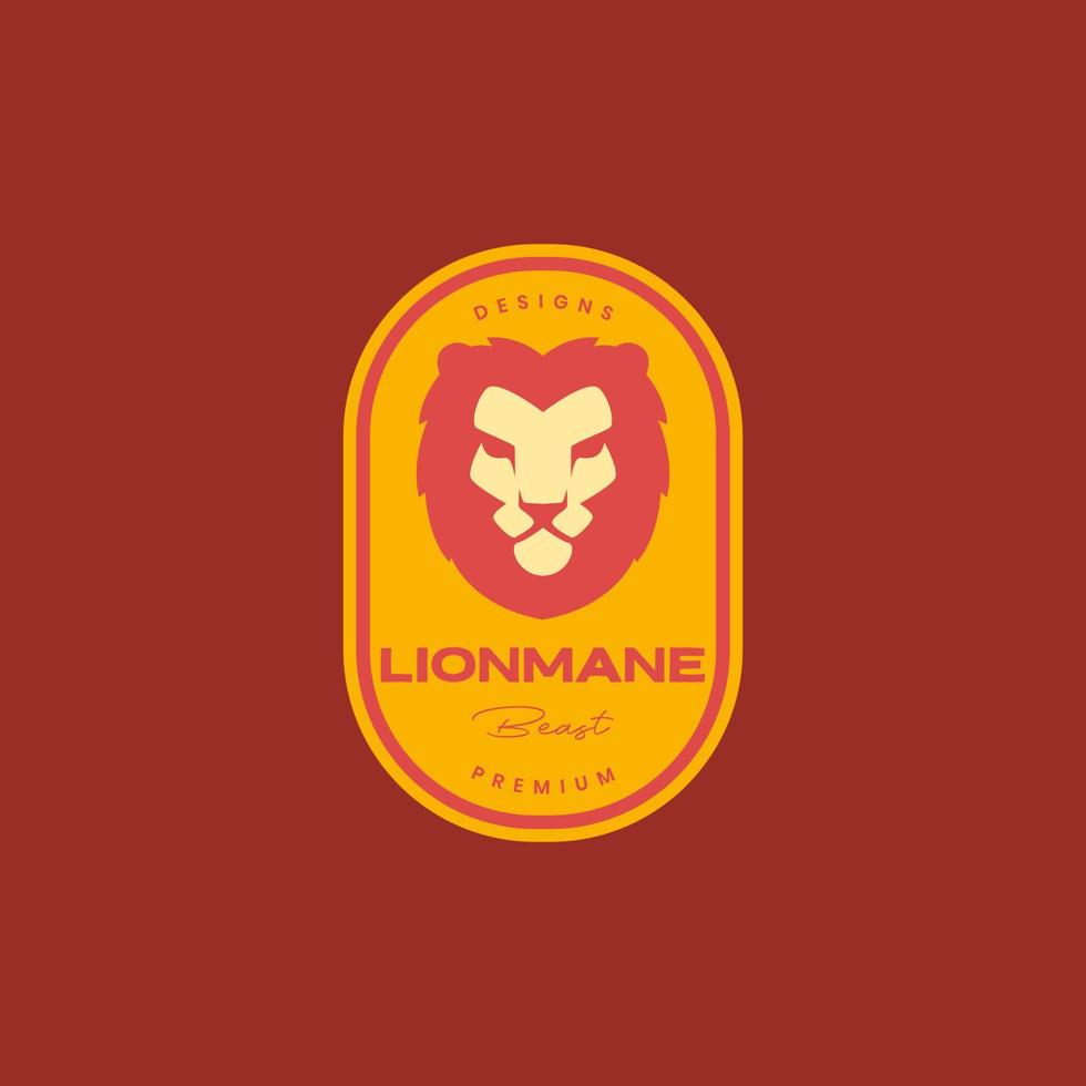 criniera Leone pelliccia piatto maschio forte bestia savana carnivoro distintivo Vintage ▾ logo design vettore icona illustrazione