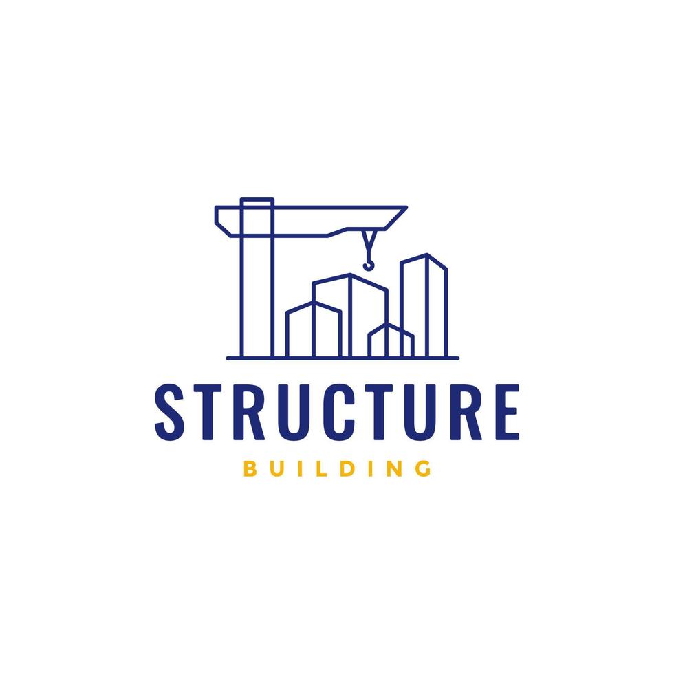 struttura costruzione edificio fabbrica azienda industria architetto gru linea minimo logo design vettore icona illustrazione