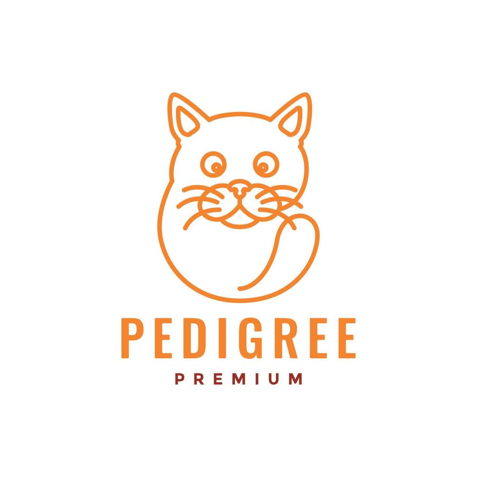 animale gatto animali domestici Grasso arancia linea lungo code pedigree logo design vettore