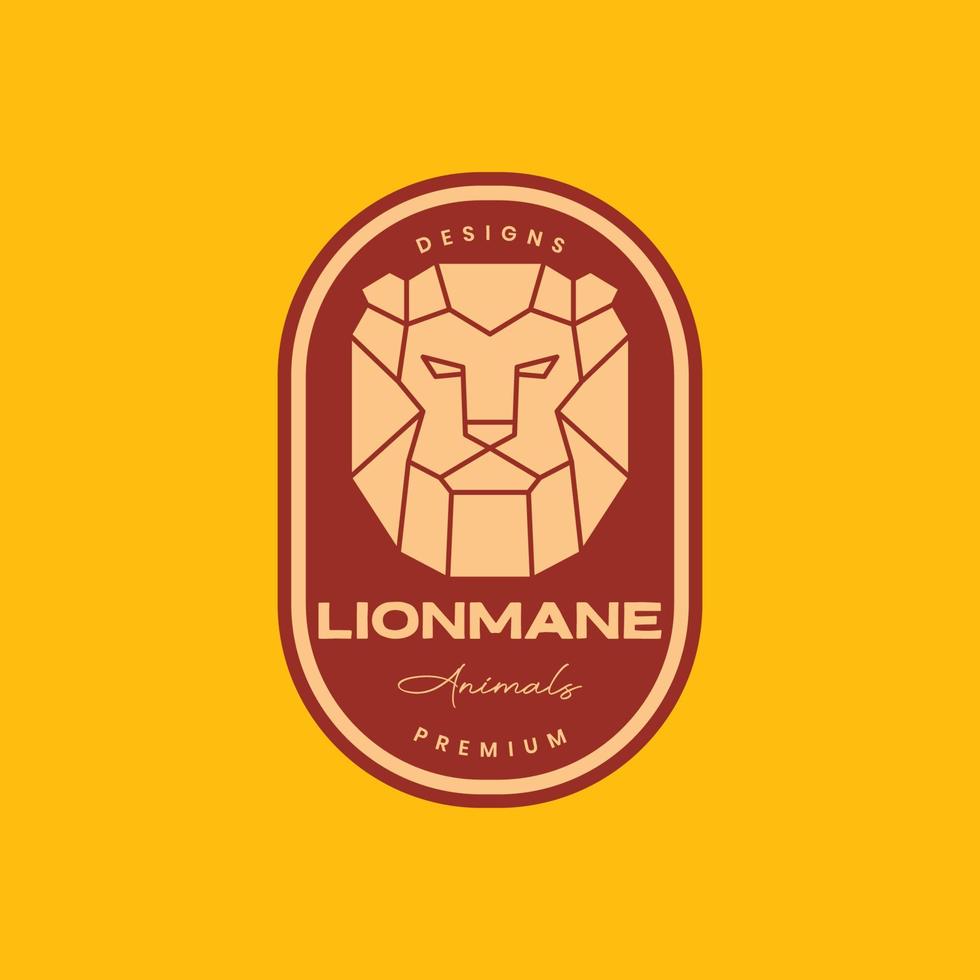 animale bestia savana Leone criniera poligonale distintivo Vintage ▾ logo design vettore icona