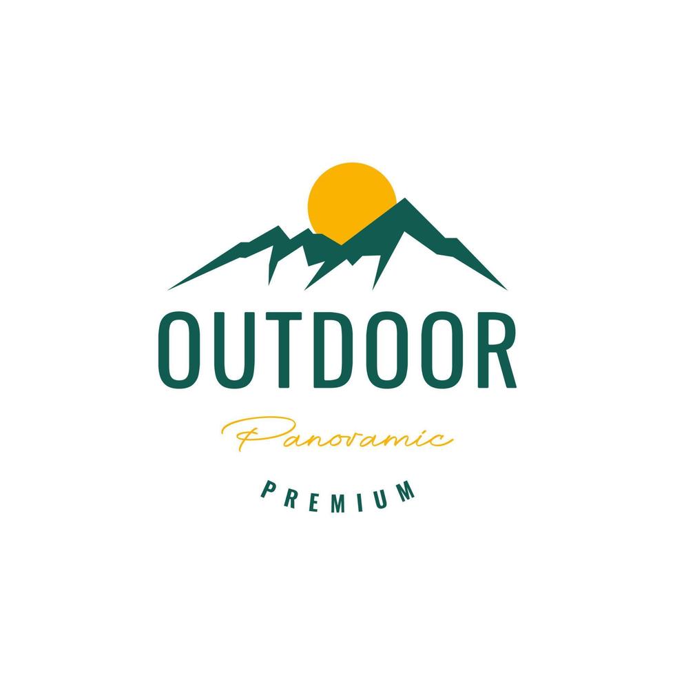 montagna alto collina picco tramonto panoramico Vintage ▾ semplice logo design vettore icona illustrazione