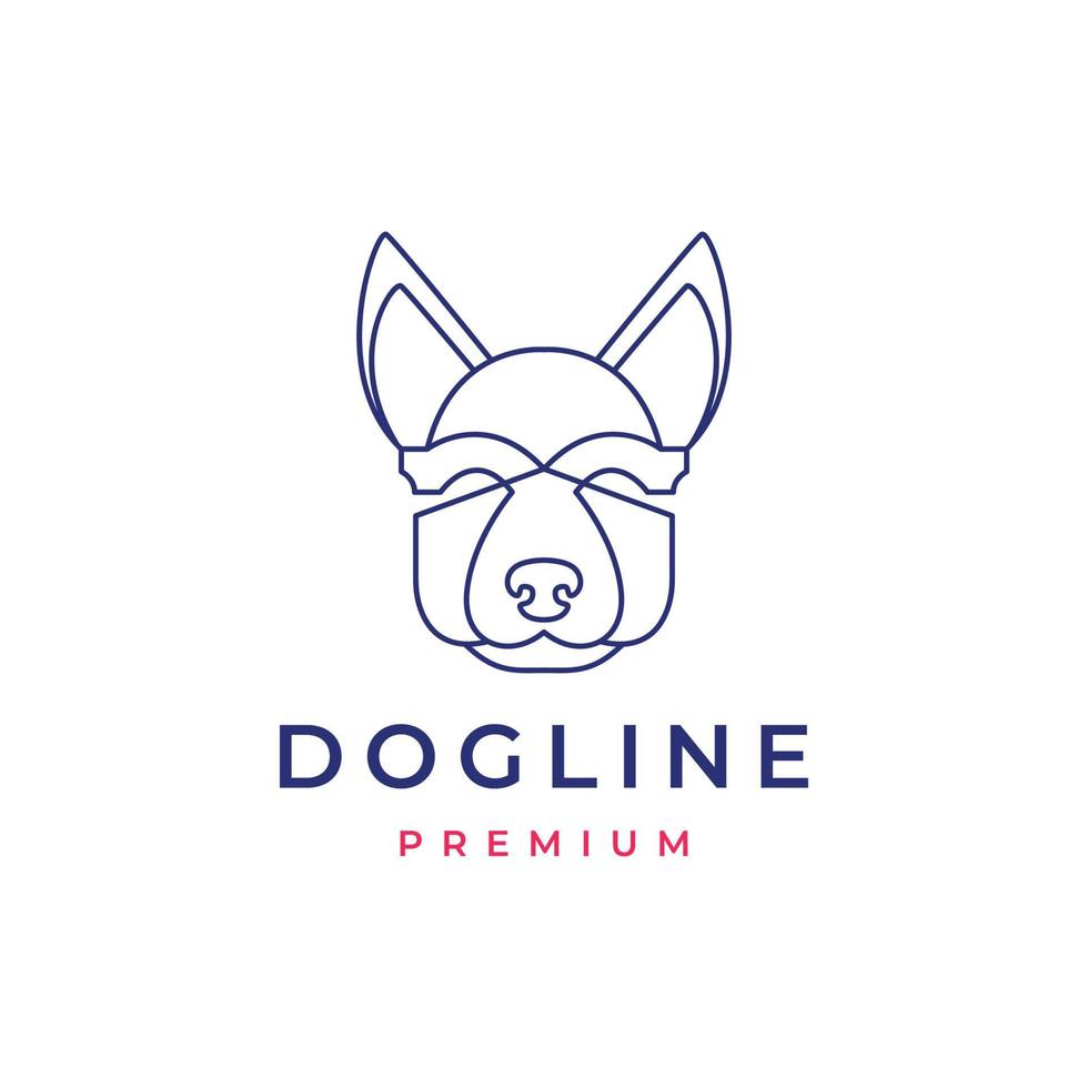 arte testa animale viso cane animali domestici cucciolo linea geometrico moderno logo design vettore
