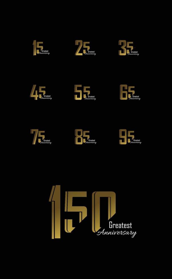 set anno anniversario logo modello vettoriale illustrazione design oro elegante