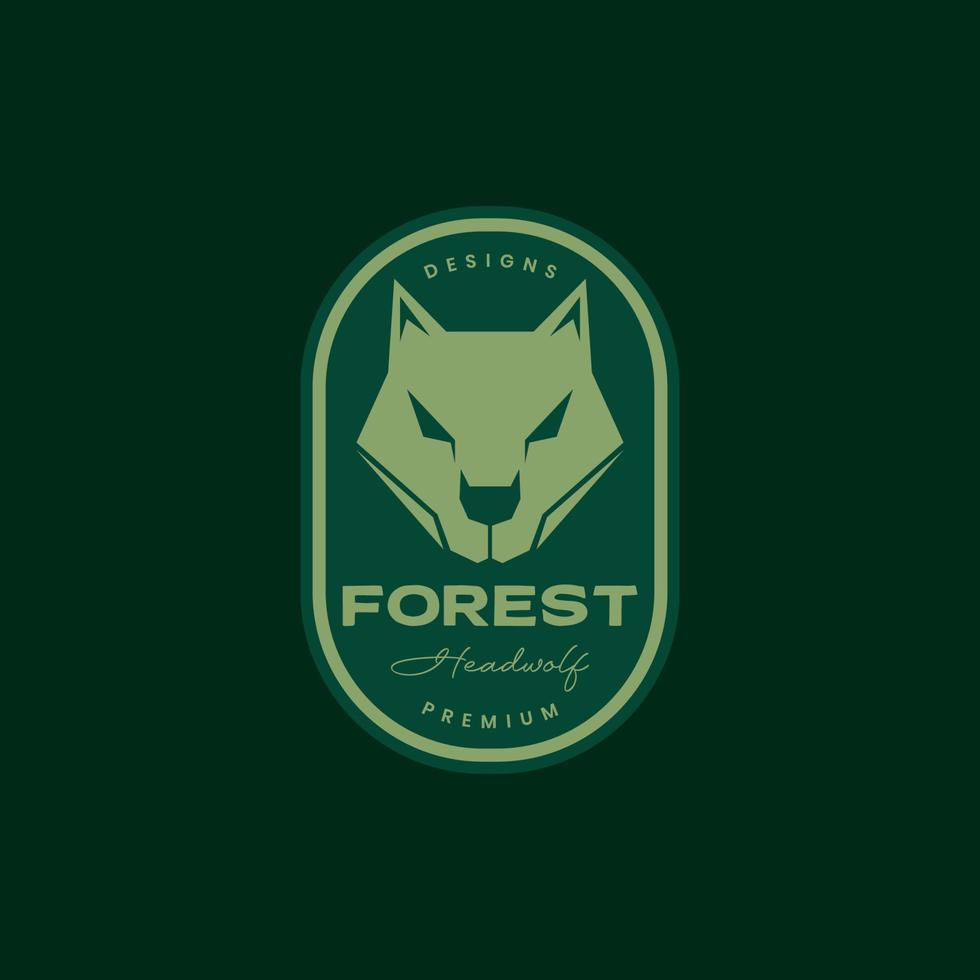 foresta animale bestia testa lupo ululato a caccia distintivo Vintage ▾ logo design vettore icona