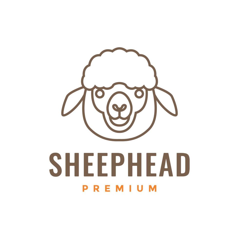 animale bestiame bestiame pecora testa carne portafortuna linea moderno logo design vettore