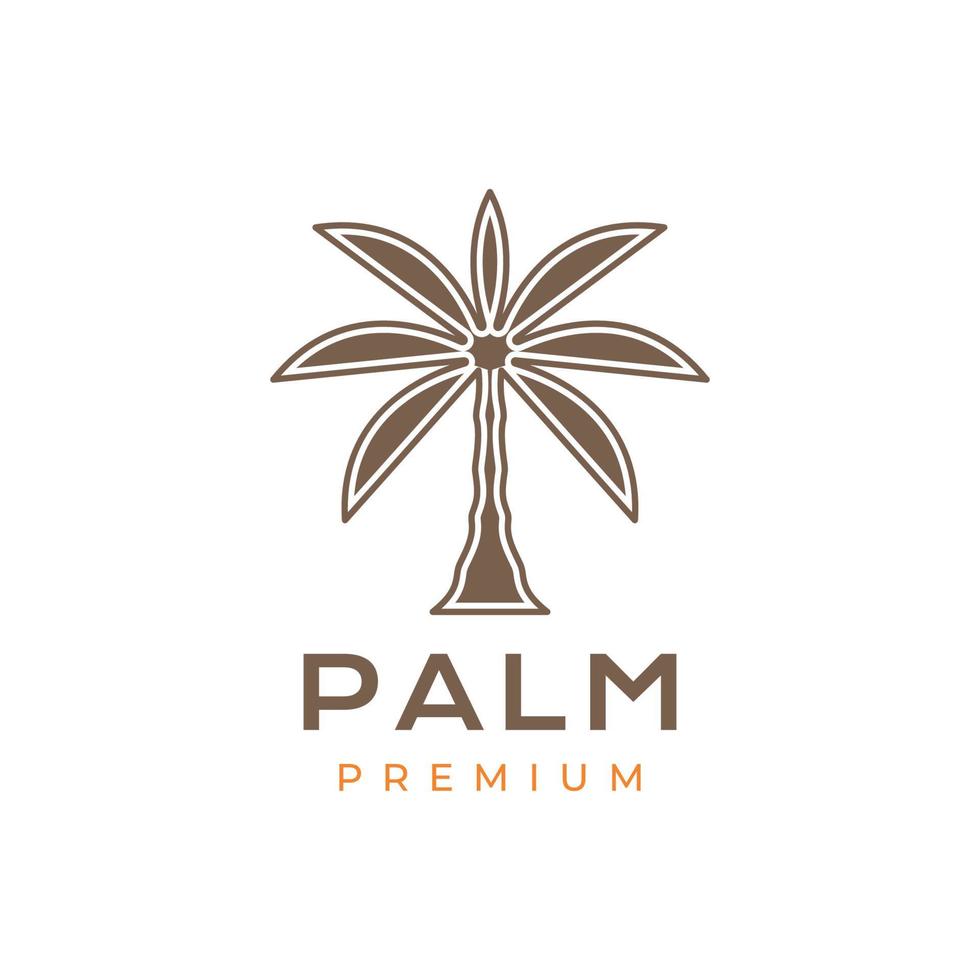 singolo palma albero Noce di cocco alberi piatto Vintage ▾ semplice logo design vettore