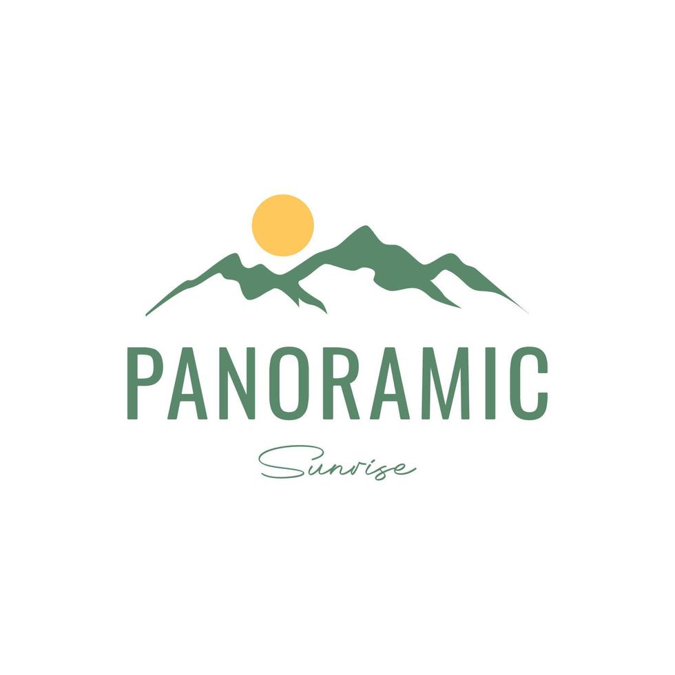 panoramico Alba montagna collina picco natura rilassare logo design vettore icona illustrazione