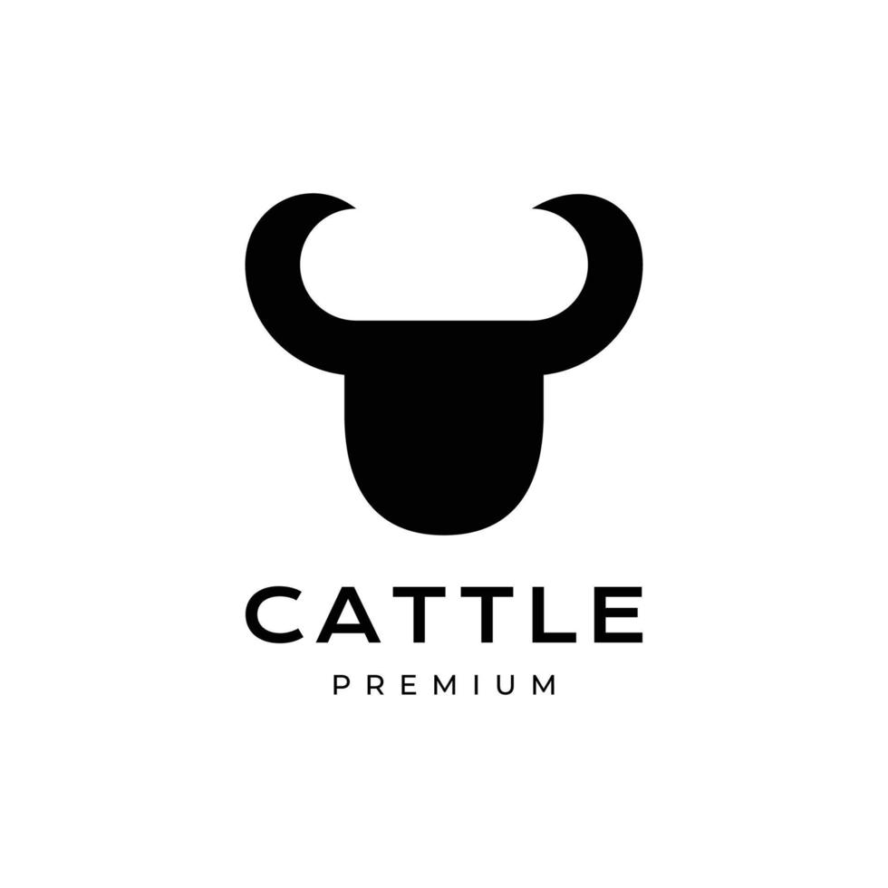 cornuto bestiame bestiame animale piatto semplice nero logo design vettore icona illustrazione