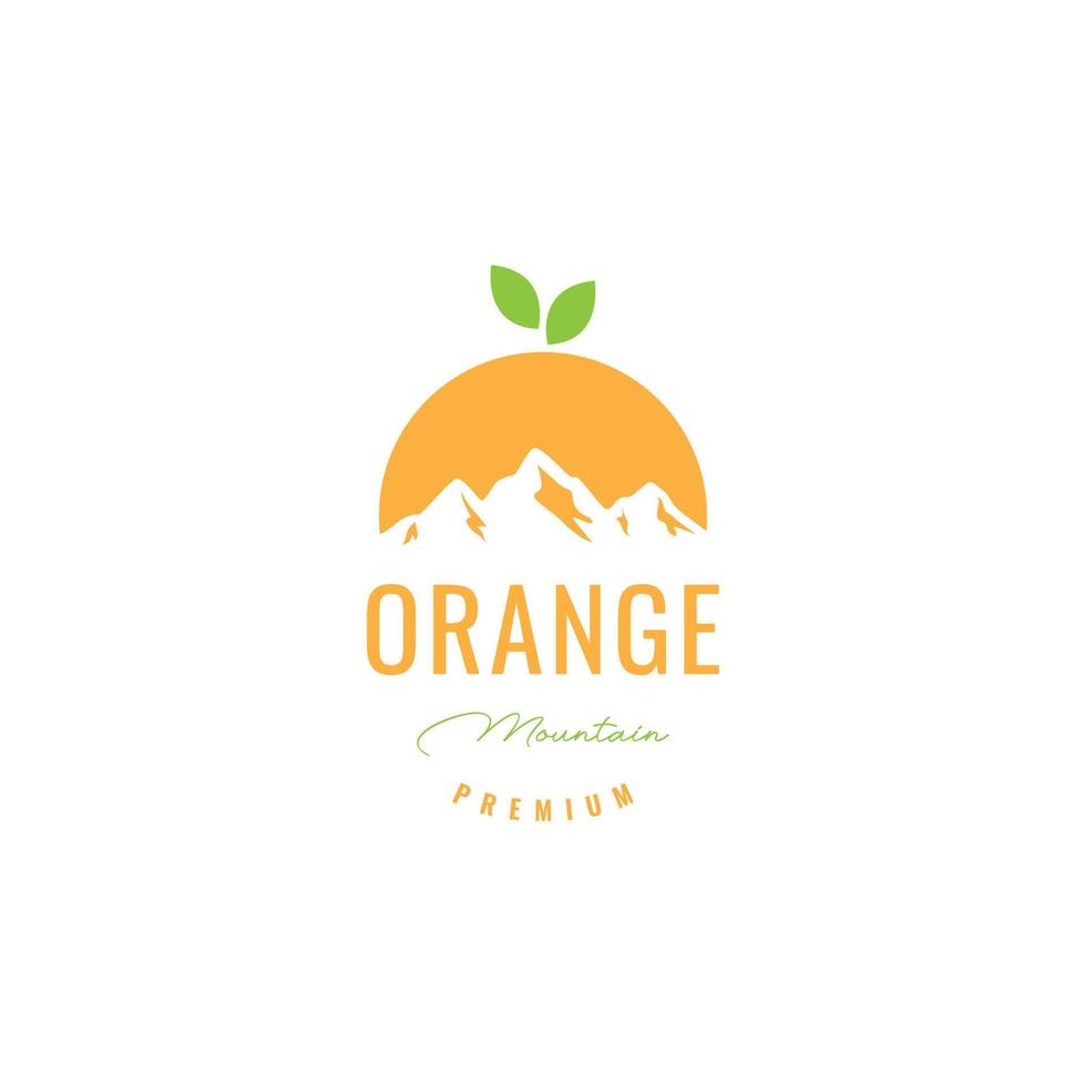 frutta arancia montagna fresco natura logo design vettore icona illustrazione